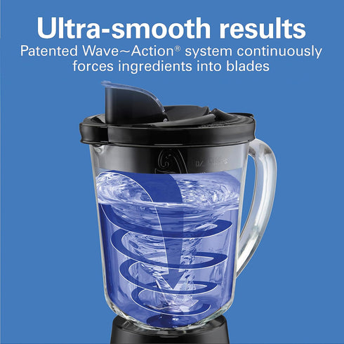 Hamilton Beach 58175 Wave Action Blender for Shakes and Smoothies, 800 Watts, 40 oz Glass Jar, Black