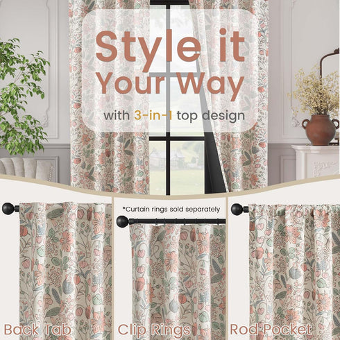 63 Inch Set 2 Vangao Pink Nursery Curtains for Girls Room Floral Blackout Curtains Length Farmhouse Drapes for Bedroom