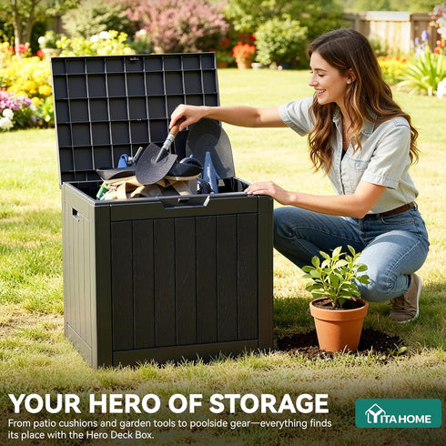 30 Package YITAHOME Gallon Deck Box Outdoor Storage Box, Waterproof Resin Delivery and Storage Box with Lockable Lid