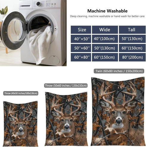50"x40" KOYI Camo Gifts for Men - Realistic Deer Camo Blanket, Soft Plush Throw for Sofa, Couch, Bed
