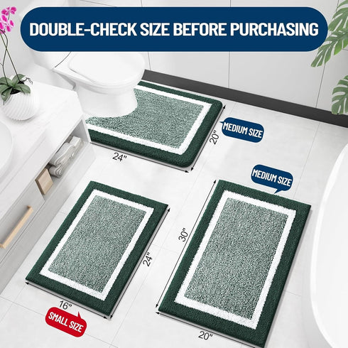 OLANLY Bathroom Rugs 30x20, Extra Soft Microfiber Bath Mat, Non-Slip, Quick Dry, Blackish Green
