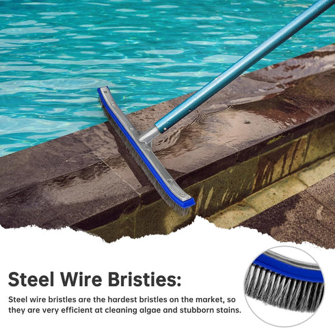 Unipool 18" Pool Brush Head | Heavy Duty Floor Brush | Stainless Steel Brush | Metal Pool Scrubber Brush | Wire
