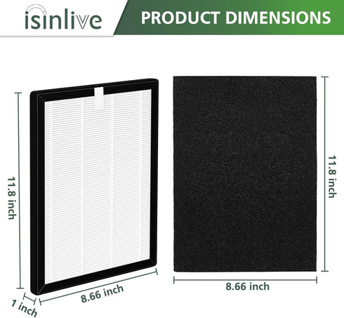 isinlive 4-Pack ProHEPA 9000 Replacement Filters, Compatible with VEVA ProHEPA 9000 Air Purifiers, H13 Premium True