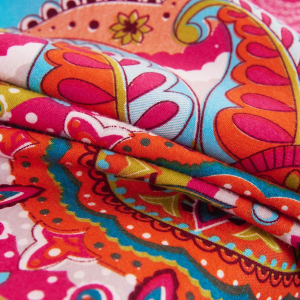 Pangzi Set ,1 1 2 4 Bohemian Retro Bedding Sheet Fitted Sheet, Flat, Pillow Cases - Piece (Full, Rose Pink)