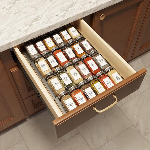 24 4oz SpaceAid Pcs Spice Jars with Labels, Empty Glass Spice Bottles, Minimalist Farmhouse Spice Labels Stickers