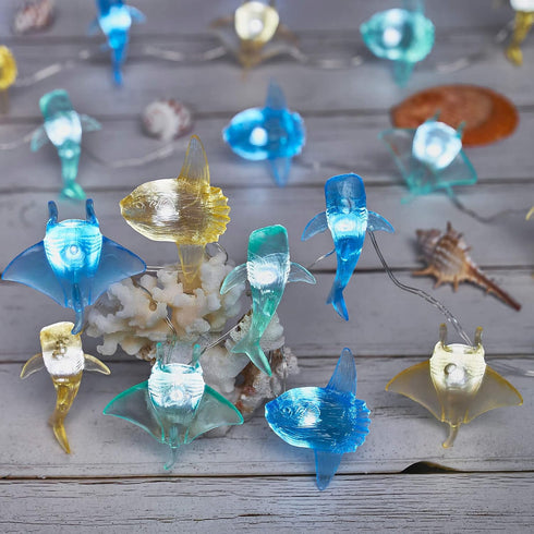 30 10 Nautical theme Sea Life Decorative Fairy String Lights, Whale Shark, Sunfish, Manta Ray Cute Novelty Marine