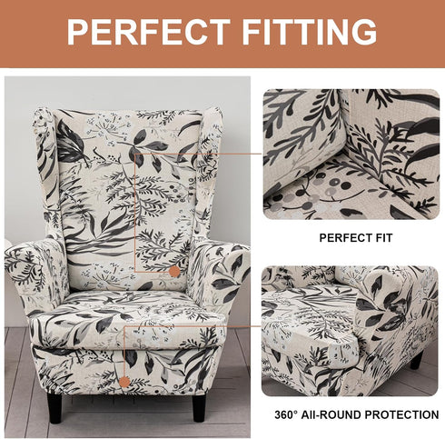 2 Eco-Ancheng Wingback Chair Slipcover Piece Slipcovers for Wingback Chairs Jacquard Wingback Chair Covers Washable
