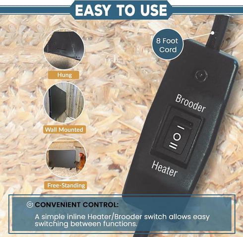 2-In-1 200-Watt 50W Farm Innovators Radiant Chicken Coop Panel Heater Converts to Brooder Heater for Chicks, Free