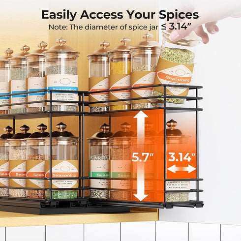 Mystozer 7.08" Wx10.43 Dx8.26 2 2 Pull Out Spice Rack Organizer for Cabinet, Slide Out Spice Racks, Easy to Install, H
