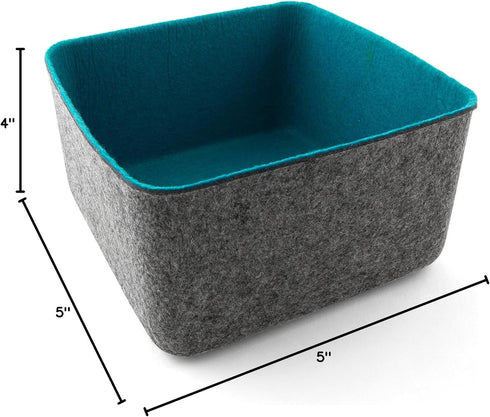 Three by Three Seattle Felt·Like·It! Storage Bin, 5x5x4 Inch for Office, Craft Room, Living Room, Bedroom, Blue