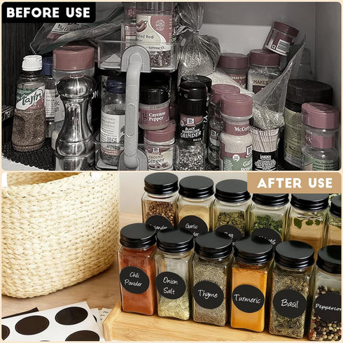 DIDITIME 12Pcs 4oz Spice Jars with Label, Empty Square Seasoning Containers, Spice Jars with Shaker Lids, Small Spice
