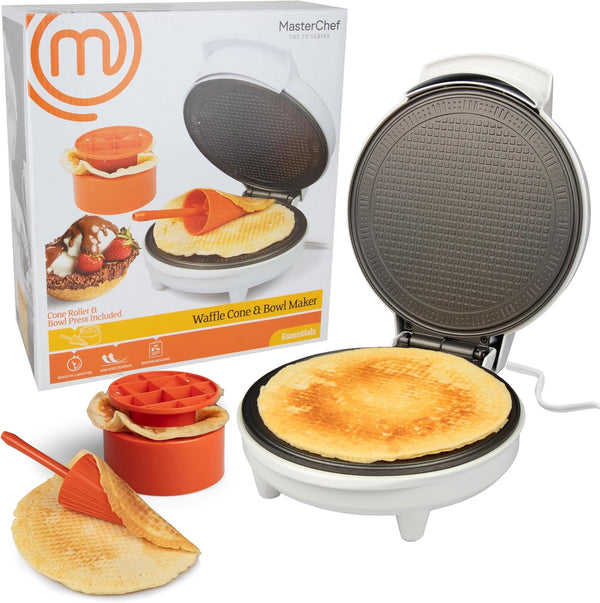 MasterChef Waffle Cone and Bowl Maker, Includes Shaper Roller and Bowl Press for Homemade Ice Cream Cones