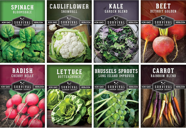 Fall & Winter Vegetable Seed Collection 8 Packs of Non-GMO Heirloom Seeds