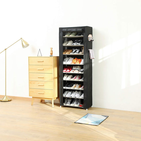 9-Tier Closet 27 PENGKE Shoe Storage Organizer with Dustproof Cover - Cabinet Shelf Holds up to Pairs - for Doorway