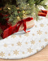 COOLWUFAN 48 Inches Christmas Tree Skirt for Holiday Party Decoration, White Plush Gold Sequin Snowflake