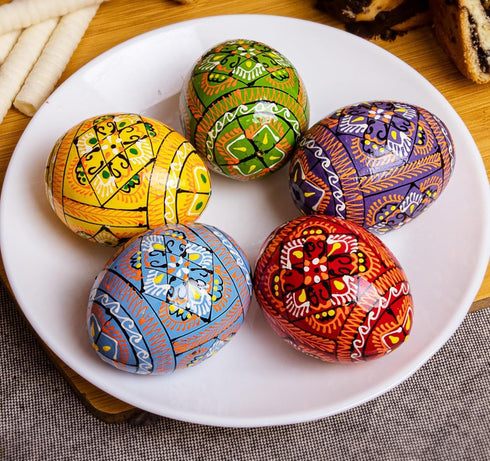 5 2,5 SHSH trade group Lot Easter Eggs Decor Pysanky Eggs Hand Painted Wooden Ukrainian Easter Eggs Pysanka - Decorated