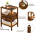 Lerliuo Nightstand with Charging Station and USB Ports, 3-Tier Storage End Table with Drawer, Retro Brown Wood Bedside