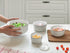 KooK Ceramic Nesting Bowls with Lids, Embossed Food Storage Containers, Set of 4, Ivory