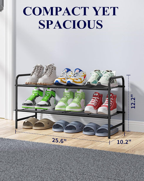 Closet Closet 25.6" 2 Kitsure Shoe Rack - Stainless Steel Shoe Organizer, Sturdy Shoe Rack for and Front Door Entrance