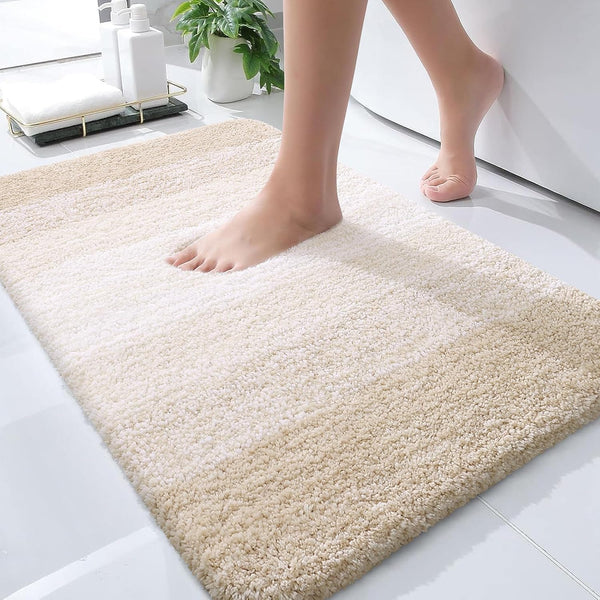 OLANLY Bathroom Rug Mat 30x20, Extra Soft Microfiber Non-Slip Plush Shaggy Bath Carpet, Light Beige