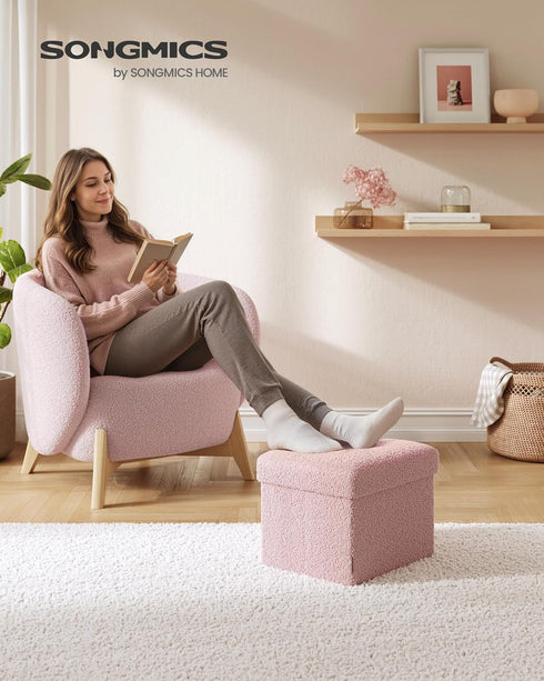 12.2 16.1 12.2 Inches, 286 lb, ULSF094R01 SONGMICS Small Folding Storage Ottoman, Foot Rest Stool, x x Ottoman