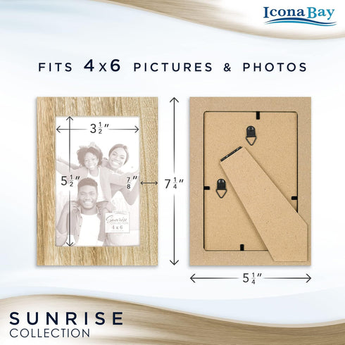 Icona Bay - 4x6 Picture Frames - Ash Brown, 5 Pack, Painted Solid One-Piece Wood Composite, Modern Farmhouse Set
