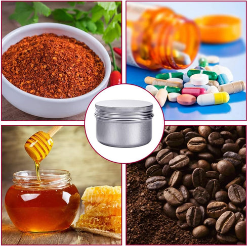 6 Ounce Aluminum Cans, 180 mL Screw Lid Metal Storage Tins for Spices, Candies, 6 Pcs