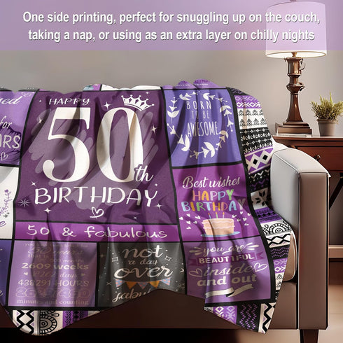 50th 50th 50 50-50 60"X50" Birthday Gifts for Her, Women, Birthday Decorations for Women, Happy Year Old Gifts