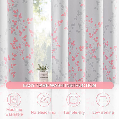 95% 84 Inches Grommet 52 Inch MEETSKY Pink Curtains for Girls Bedroom Blackout Nursery Curtains Long- Leaf Patterned