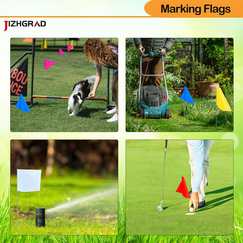 Yellow Marker Flags, 100 Pack Construction Marking Flags, 4x5x16 Inch Yard Flags for Invisible Fence, Survey