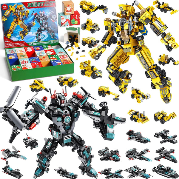 Asoulin Advent Calendar 2025 Boys, 24 Days STEM Robot Building Blocks Christmas Countdown