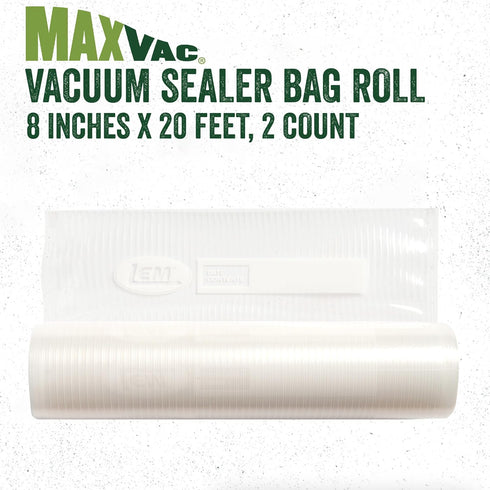 LEM MaxVac Vacuum Bag Rolls, 2-Piece Set, 8" x 20'