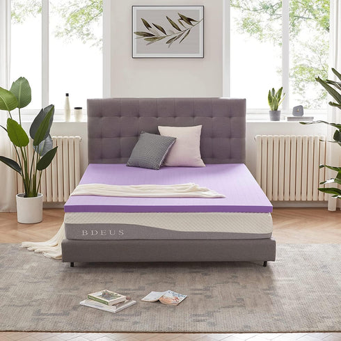 SINWEEK 1.5 Inch Gel Memory Foam Mattress Topper, Ventilated Soft Bed Topper, Twin Size, CertiPUR-US Certified, Purple