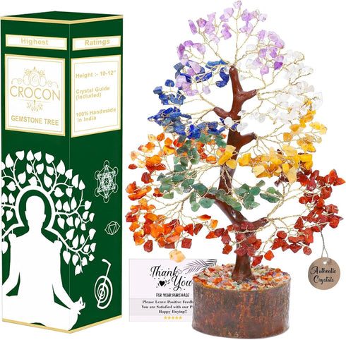 Seven Chakra Crystal Tree, Birthday Gifts for Women, Healing Crystal Tree of Life, Home Decor Gift for Mom
