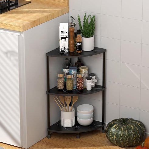 3 23.2" Book Small Corner Shelf, Tier Corner Bookshelf Display for Living Room Decor, Standing Shelf Bookcase