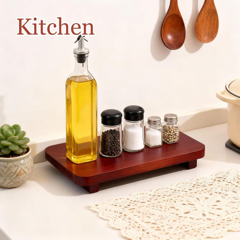 ECOECO 11" 7"- Wood Riser for Decor, Widen Size Pedestal Stand for Bathroom,Farmhouse Decorative Tray Soap Holder
