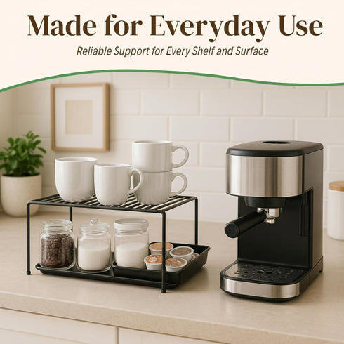 4 Pack Counter Evelots Kitchen Cabinet Wire Shelf Organizer/Rack - Sturdy Metal Shelf Risers - Double Your Space