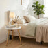 14.96" 14.96" 17.52" danpinera Small Round Side Table, Mini White Table with Wooden Tray & Metal Legged, Gold Side