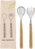 Creative Co-Op Stainless Steel Rattan Wrapped Handles, Set of 2 Styles Salad Servers, Natural
