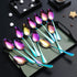 Berglander Rainbow Dinner Spoon Set of 12, 7.5" Stainless Steel Titanium Plating, Dishwasher Safe