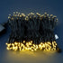YULETIME 100 ft Warm White LED String Lights with 300 Count, 8 Models Adapter, Black Wire, 5mm Christmas Lights