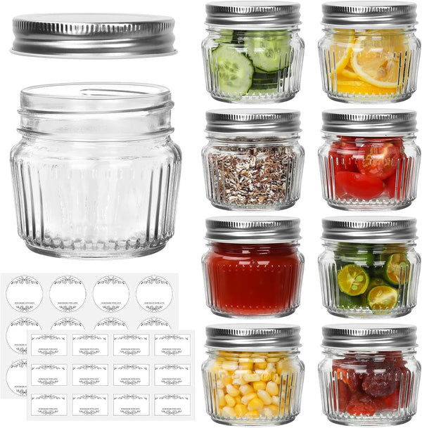 Cehomi Small Glass Mason Jars with Lids - 4 oz Vintage Canning
