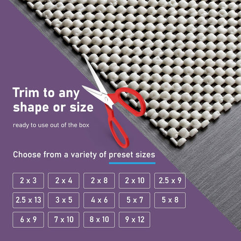 Rug Gripper Non-Slip Pad Underlay - Thick Padding for Hardwood Floors, Size 2 x 3, Prevents Sliding