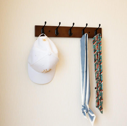 Wall Mount Coat Rack, Coat Hooks, 2 Pack Walnut Wall Hat Hanger
