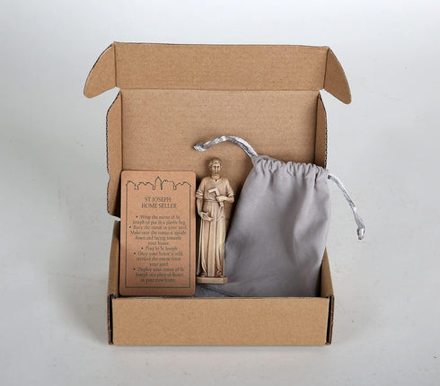 BC Catholic St. Joseph Statue for Selling Homes, Home Seller Kit with Instruction Card and Burial Bag, Handmade