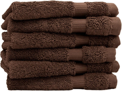Set 6 13x13 inches of Makeup Remover washcloth. Turkish Cotton Perfect for Makeup Bag! - Cocoa
