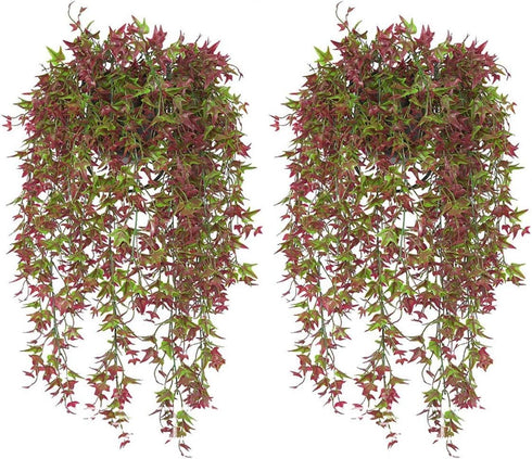 Artificial Hanging Vine, Sweet Potato Leaves Faux Ivy Garland, UV Resistant Plastic Plants for Indoor Outdoor