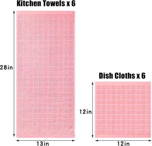 Set, 12 12 13 28 Inches, Set 12 Set, Homaxy Kitchen Towels and Dishcloths x and x of Bulk Cotton Terry Kitchen Towels