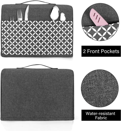 Yarwo Gray with Grid 2 Slice Toaster Cover, Nylon, Fits Most Standard 2 Slice Toasters, Pockets & Top Handle