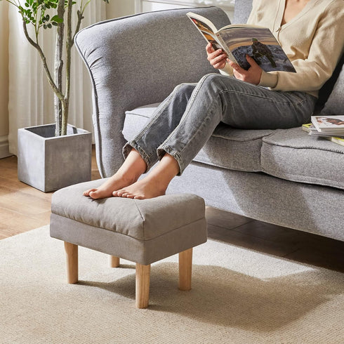 15.75" UHBD023G YMYNY Small Foot Stool Ottoman, Footrest with Sponge Soft Padded Seat, Cotton-Linen Blend Fabric